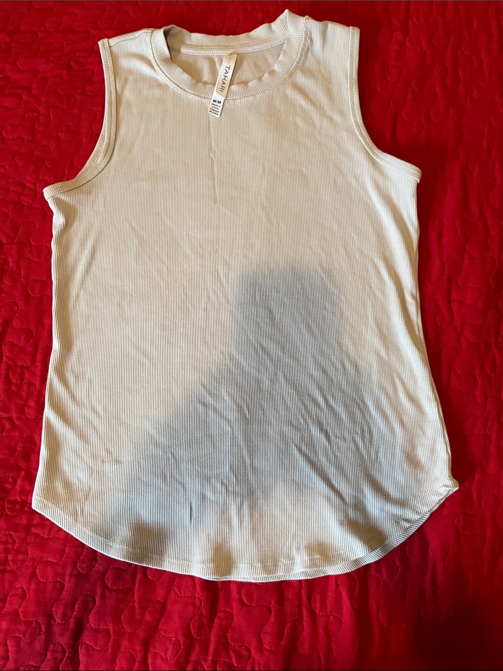 Tahari Cream Ribbed Sleeveless Tank Top